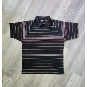 Burnside Men's Polo T-Shirts Size Medium Cotton Short Sleeve Black Striped